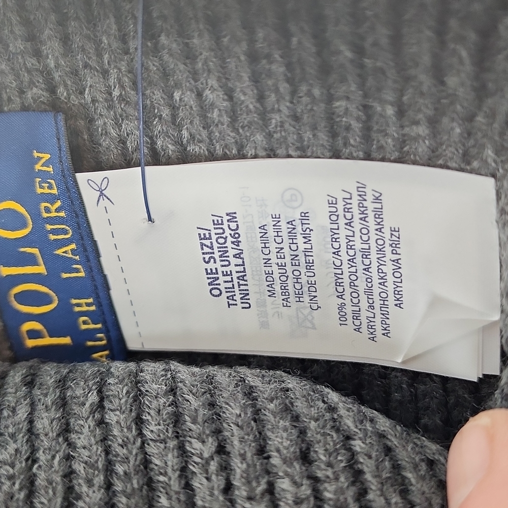 POLO RALPH LAUREN 2 PIECE SET, GREY & NAVY HAT & SCARF - Picture 10 of 12